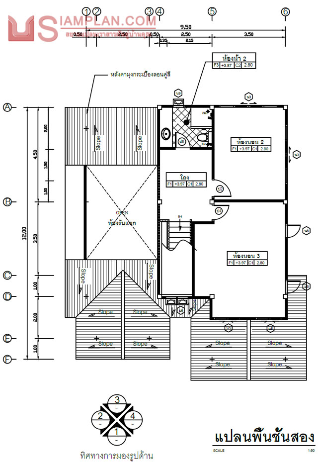 แบบบ้านดอกพุดแก้ว (รหัส DP047) แบบบ้านสองชั้น 3 ห้องนอน, 2 ห้องน้ำ พื้นที่ใช้ซอย 162 ตารางเมตร © siamplan.com